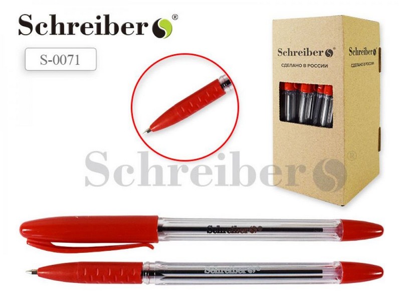 Ручка масл. Schreiber прозр корпус, красный колпачок 0,7, красная