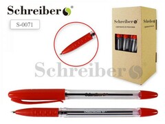 35024 [S 0071]Ручка масл. Schreiber прозр корпус, красный колпачок 0,7, красная