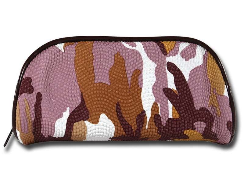 Пенал-косметичка булочка ВОЕННЫЙ УЗОР коричневый, принт. ткань "капля" (УК-3764)