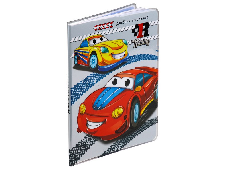 Дневник школьный 48л. ТАЧКИ ( ПВХ облож. прозрач. с полноц.печатью, ляссе, мел.карт) Д48-7520