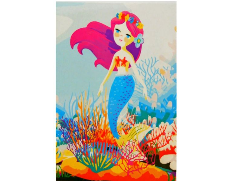 Холст с красками 40х50 см по номерам. РУСАЛОЧКА