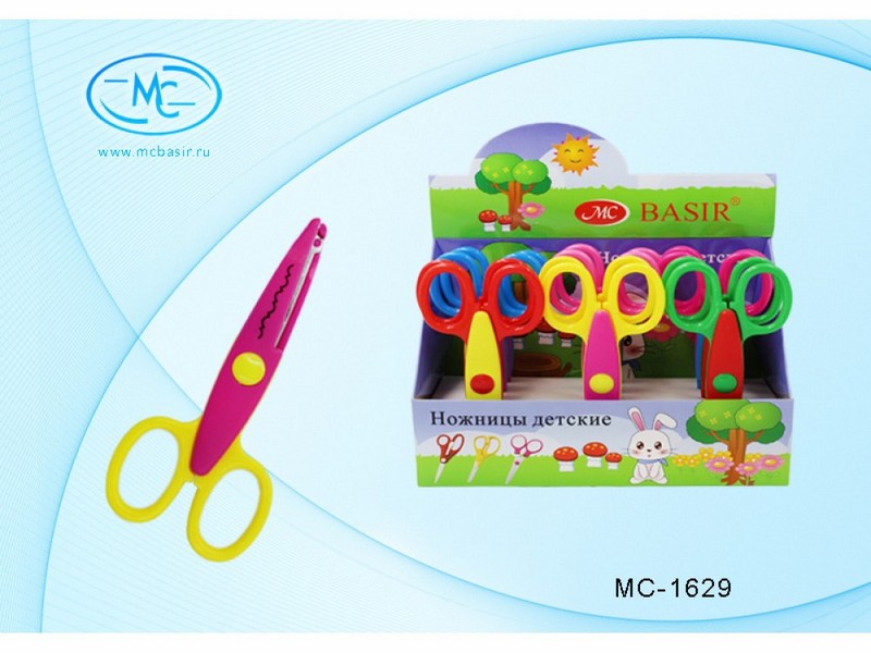 Ножницы детские с фигурными лезвиями, с пластиковыми ручками, 13,5 см