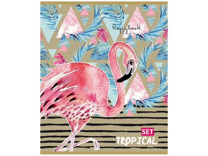 Тетрадь КЛЕТКА 48л. ФЛАМИНГО И ЦВЕТОЧНЫЙ УЗОР (цвет. мелов. обл.)