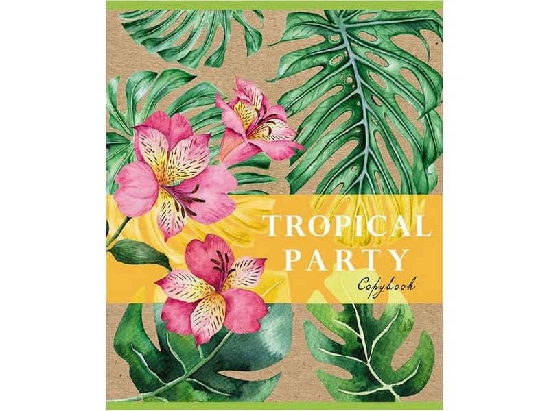 Тетрадь КЛЕТКА 48л. ТРОПИЧЕСКИЕ ЦВЕТЫ-1 (обл. крафт)