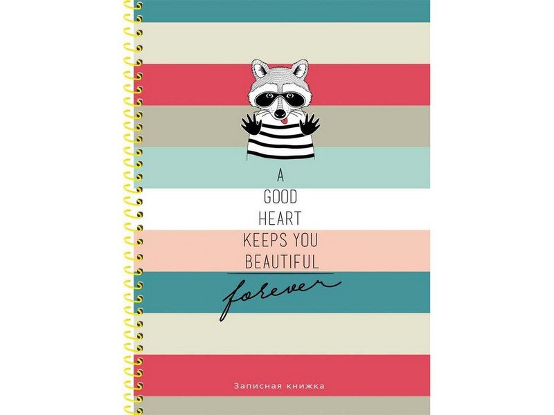 Записная книжка А5 80л. ЕНОТ И ПОЛОСЫ (спираль, 7БЦ, глянц. лам.) 80-7123