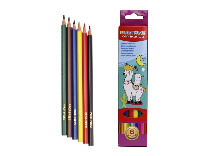 Карандаши цветные 2М гексаг. 6цв. МИЛЫЕ ЛАМЫ (гриф.d=2,65мм) К-7118