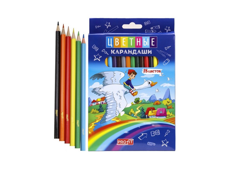 Карандаши цветные гексаг. 18цв. МУЛЬТИКИ (гриф.d=2,65мм) К-7062