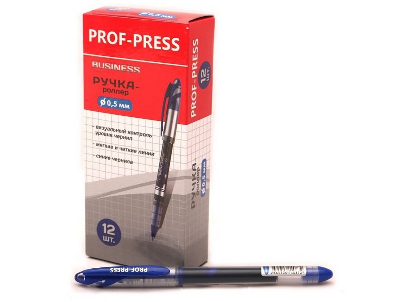 Ручка-роллер BUSINESS СИНЯЯ d=0,5 mm, прозрачный корпус (12шт/уп.) РГ-4087