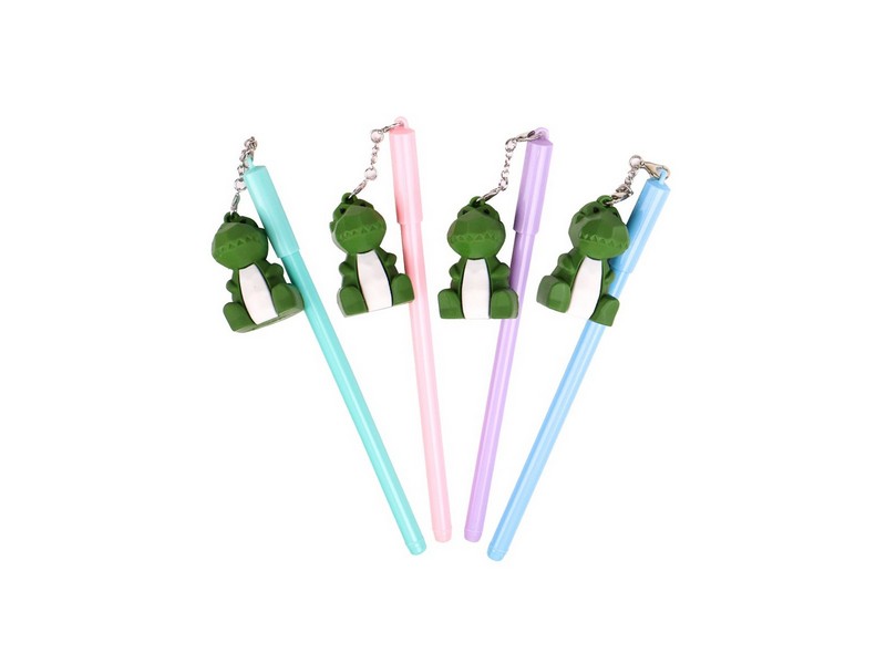 Ручка гелевая СИНЯЯ с брелоком ДИНОЗАВРИК d=0,5 (40шт/уп.) РГ-4463