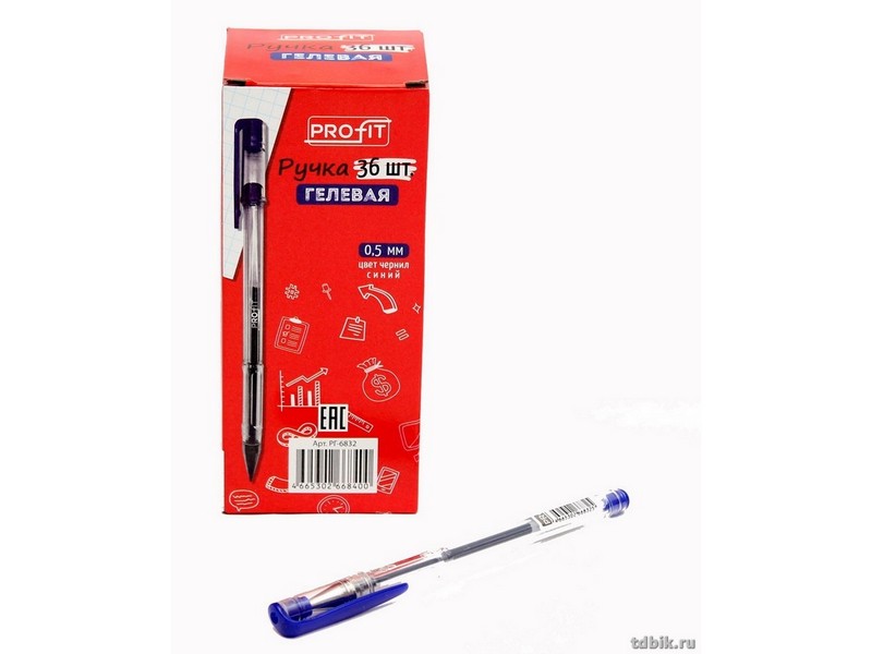 Ручка гелевая СИНЯЯ (d=0,5, с прозрачным корпусом) 36шт/уп РГ-6832