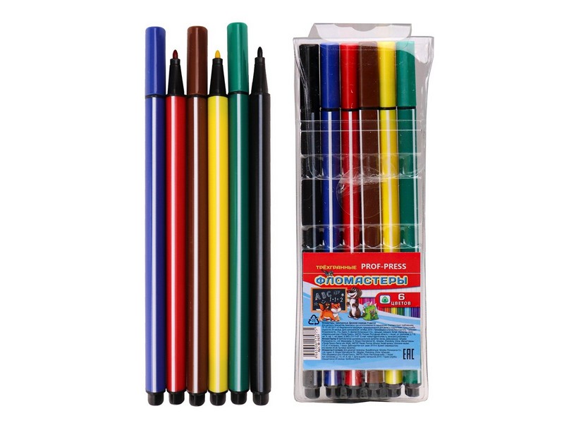 Фломастеры трехгранные 6цв. ДРУЖНАЯ КОМАНДА Ф-7577