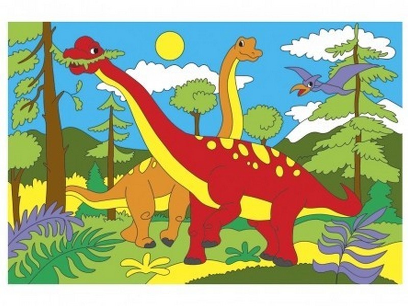 Холст с красками 20х30 см по номерам. МИР ДИНОЗАВРОВ
