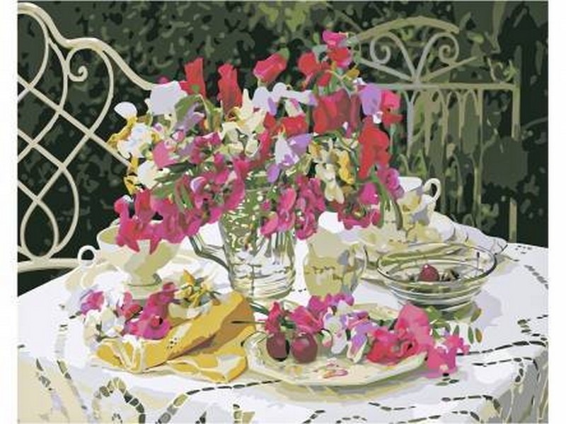 Холст с красками 40х50 см по номерам. ПРЕКРАСНЫЙ КРАСОЧНЫЙ БУКЕТ