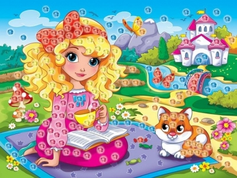 МОЗАИКА ИЗ СТРАЗ ПРИНЦЕССА И КОТЕНОК