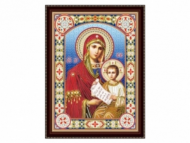 Алмазная мозаика 30х40 см ИКОНА БОЖИЕЙ МАТЕРИ №2 (с подр., c част. заполн., блест.)