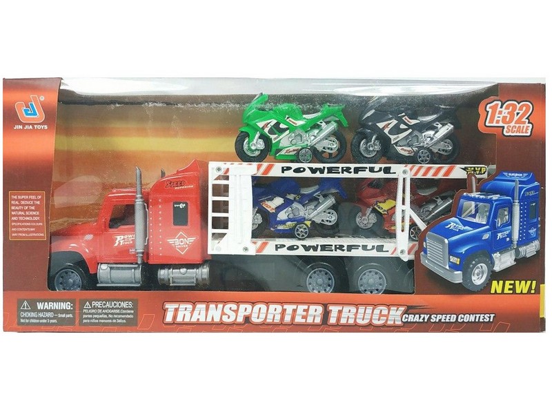 Трейлер инерционная "ПЕРЕВОЗЧИК МОТОЦИКЛОВ" (4 машинки) в кор. 1707808