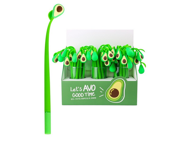 Ручка гелевая СИНЯЯ силиконовая "АВОКАДО" d=0,5 РГ-4330