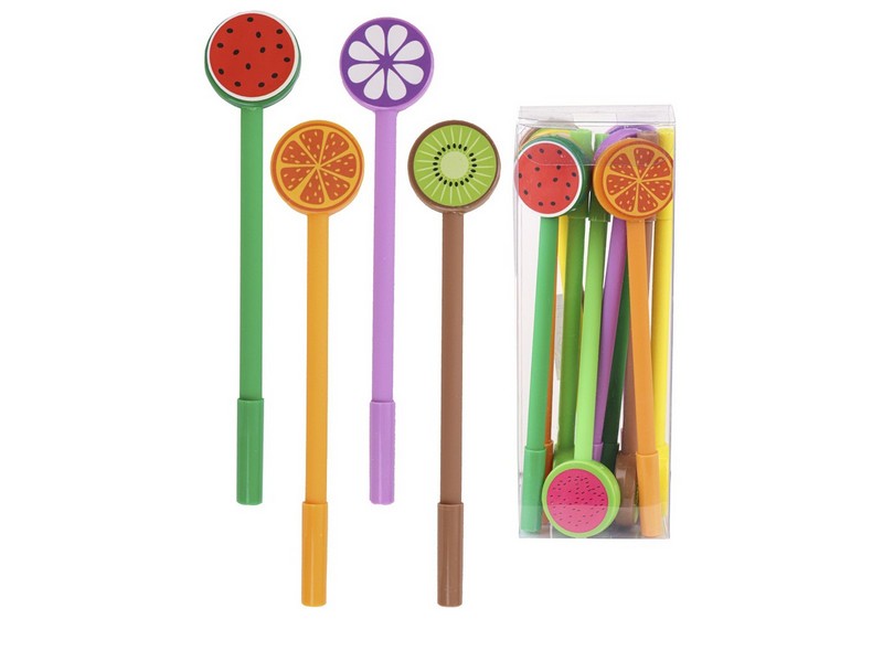 Ручка гелевая СИНЯЯ "ФРУКТЫ" d=0,5 РШ-7678