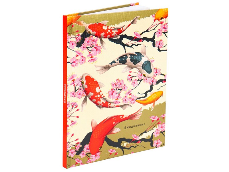 ЕЖЕДНЕВНИК А5 80л. САКУРА И РЫБКИ (7БЦ, глян. лам., зол. тис., недатир.)