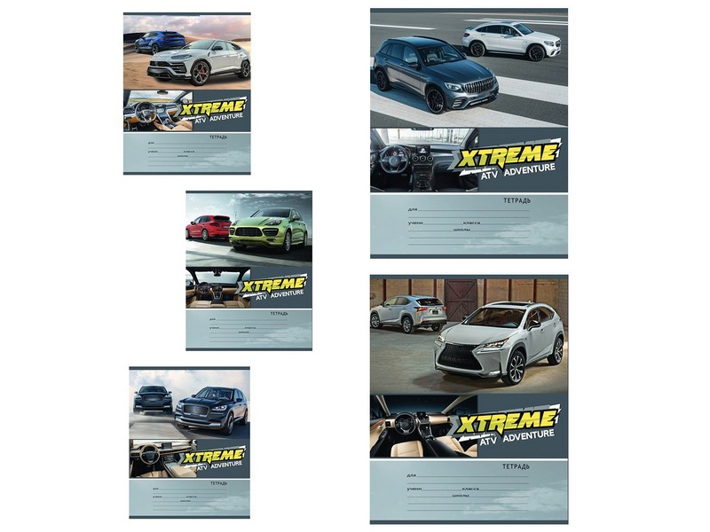 Тетрадь КЛЕТКА 24л. МАШИНЫ ДЛЯ ЭКСТРИМА (цвет. мелов. обл.)