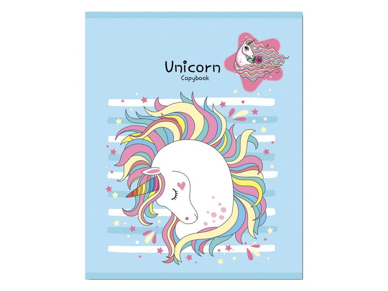 Тетрадь КЛЕТКА 36л. КРАСИВЫЕ ЕДИНОРОГИ (цвет. мелов. обл., второй блок)