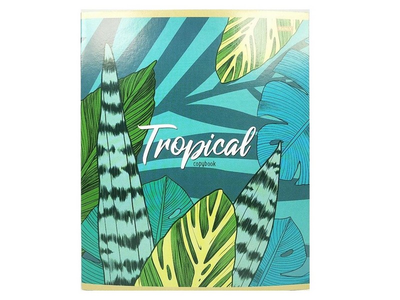 Тетрадь КЛЕТКА 36л. ТРОПИЧЕСКИЕ ЛИСТЬЯ-1 (обл. мел. картон)