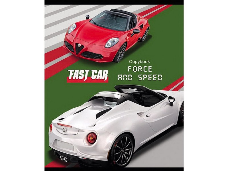 Тетрадь КЛЕТКА 48л. БЫСТРЫЕ АВТО-3 (цвет. мелов. обл.)