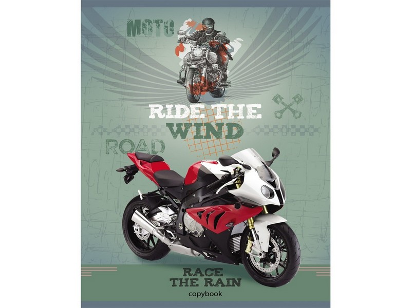 Тетрадь КЛЕТКА 48л. МОТОЦИКЛЫ-3 (цвет. мелов. обл.)
