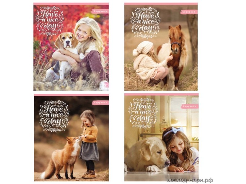 Тетрадь КЛЕТКА 96л. ДЕВОЧКИ И ЖИВОТНЫЕ (глиттер, цвет. мелов. обл.)