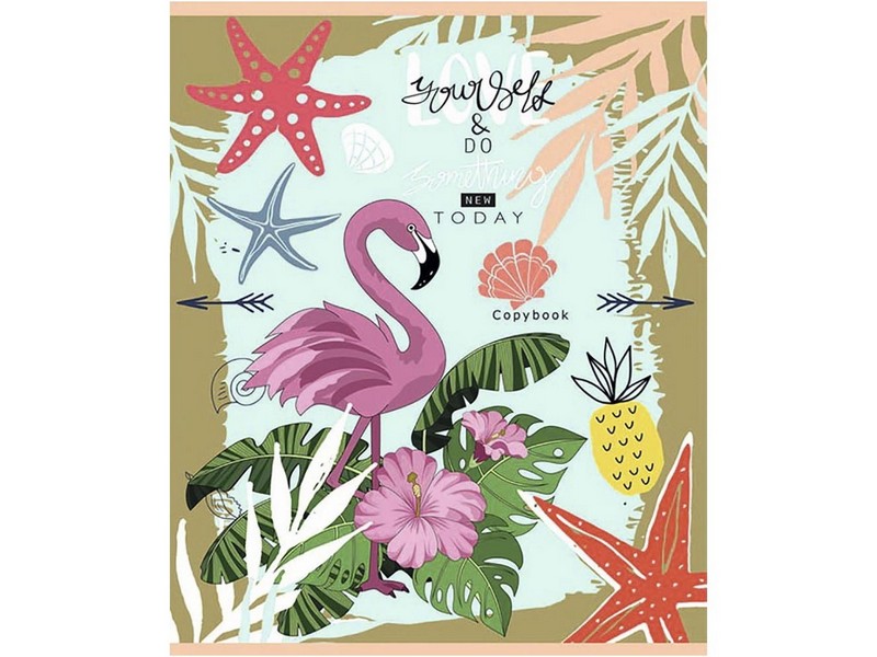 Тетрадь КЛЕТКА 96л. ЯРКИЕ ФЛАМИНГО (цвет. мелов. обл.)