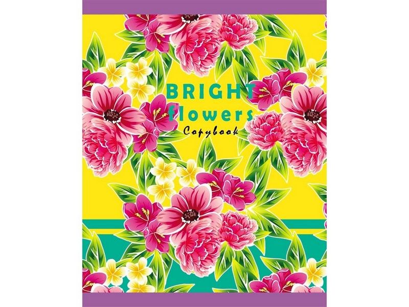 Тетрадь КЛЕТКА 96л. ЯРКИЕ ЦВЕТЫ (цвет. мелов. обл.)