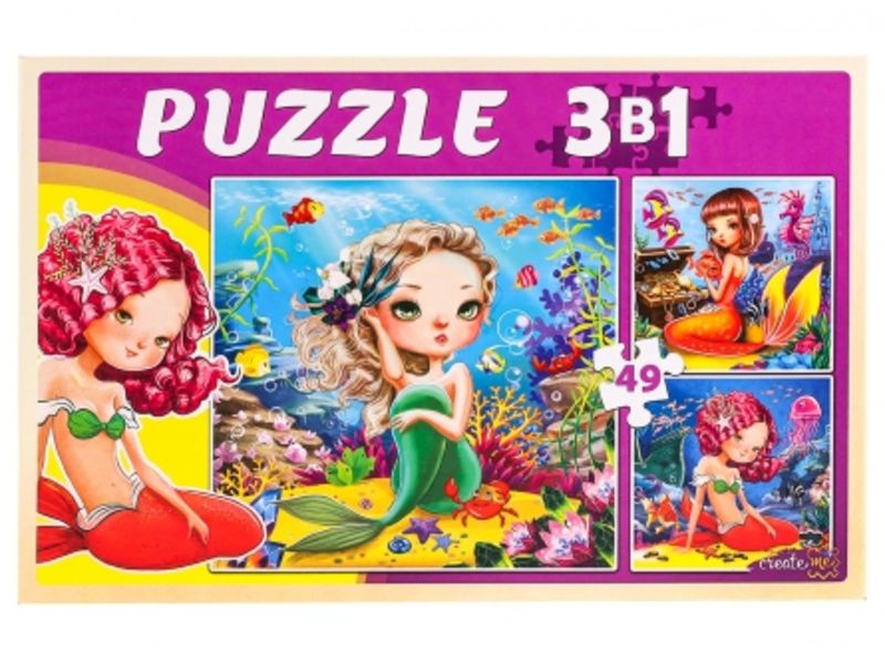 ПАЗЛЫ 3 в 1. ВОЛШЕБНЫЕ РУСАЛКИ №3 (49 эл.)