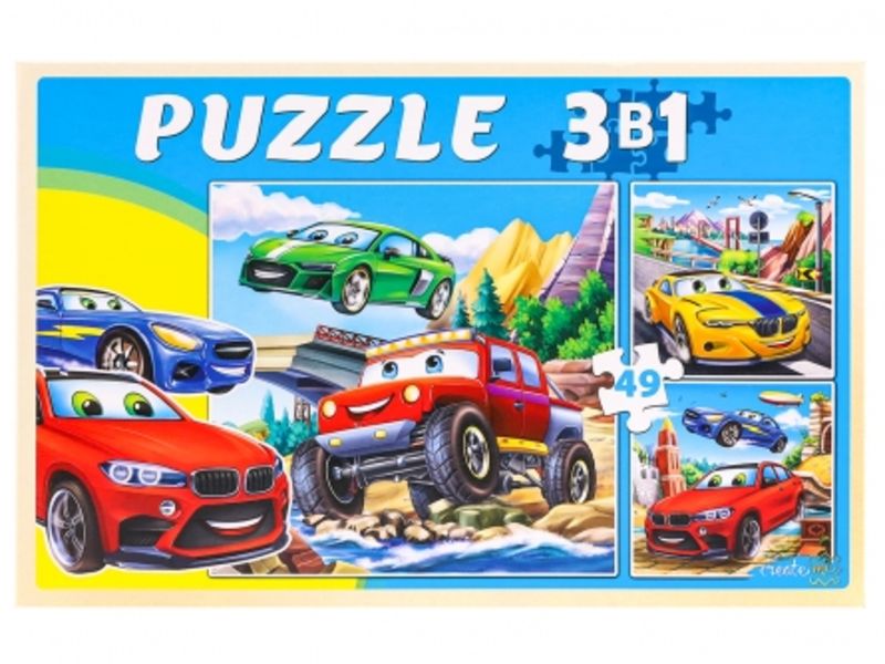 ПАЗЛЫ 3 в 1. КРУТЫЕ МАШИНКИ №5 (49 эл.)