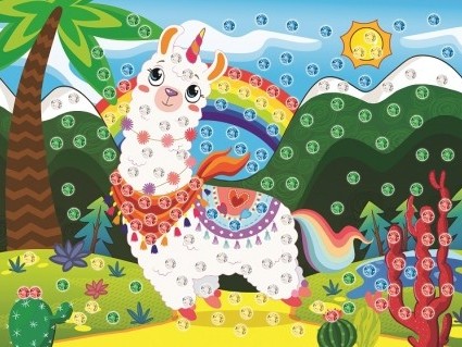 МОЗАИКА ИЗ СТРАЗ ЛАМА-ЕДИНОРОГ (М-2594)