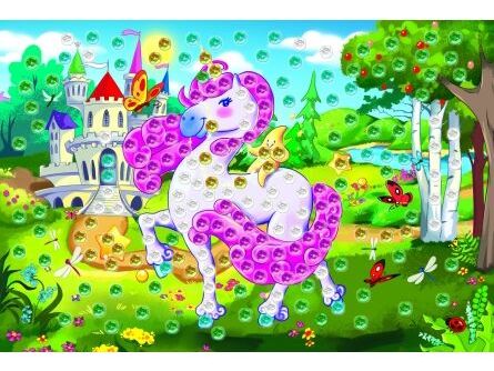 МОЗАИКА ИЗ ПАЙЕТОК Формат А4 Красивый единорог (М-6062)