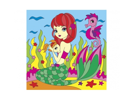 Холст с красками 15х15 см в пленке. КРАСИВАЯ РУСАЛКА