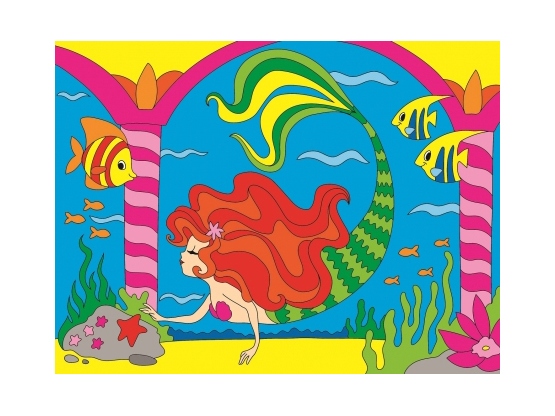 Холст с красками 18х24 см. КРАСИВАЯ РУСАЛКА