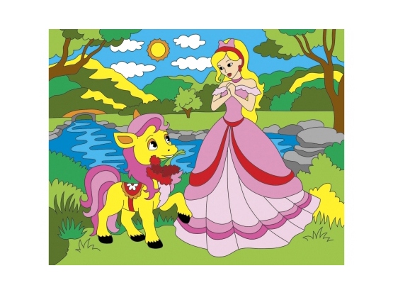 Холст с красками 20х25 см. ПРИНЦЕССА И ПОНИ