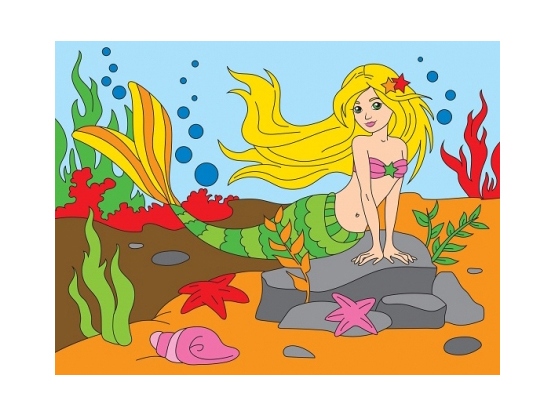 Холст с красками 18х24 см по номерам. ОЧАРОВАТЕЛЬНАЯ РУСАЛКА