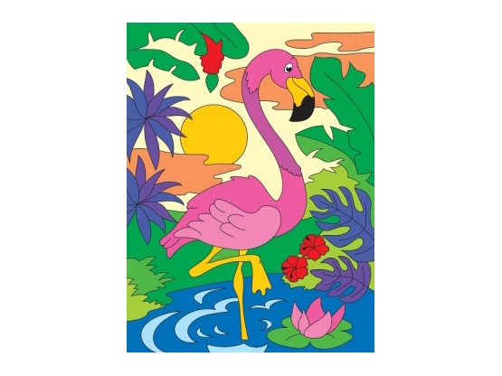 Холст с красками 18х24 см по номерам Фламинго на закате (Х-2557)