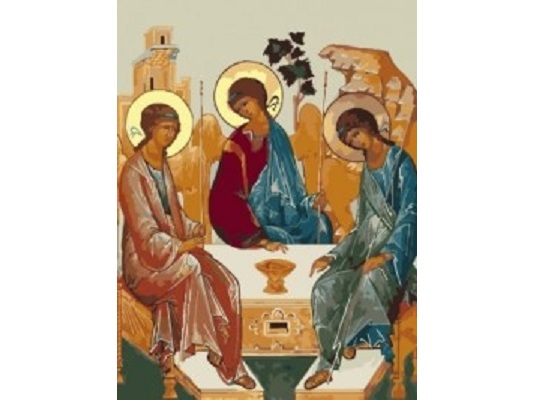 Холст с красками 30х40 см по номерам ИКОНА СВЯТАЯ ТРОИЦА (Х-6480)