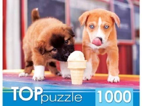 TOPpuzzle ПАЗЛЫ 1000 элементов ЩЕНКИ И МОРОЖЕНОЕ
