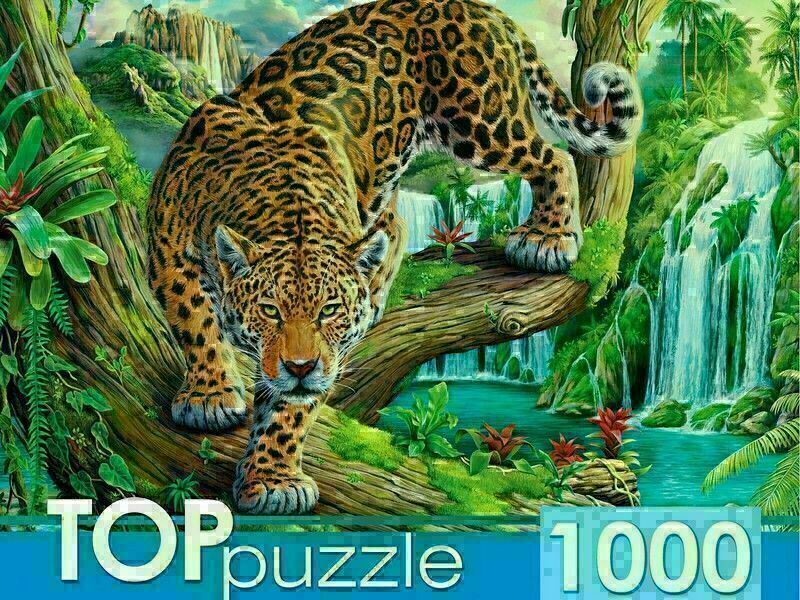 TOPpuzzle ПАЗЛЫ 1000 элементов. ЛЕОПАРД НА ДЕРЕВЕ