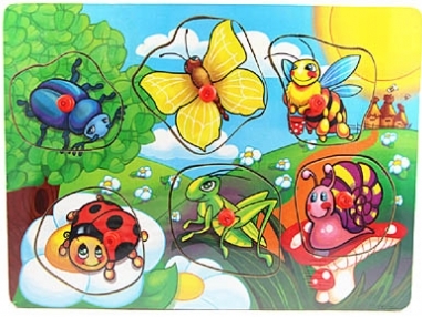 ДЕРЕВЯННЫЕ ПАЗЛЫ ВЕСЁЛЫЕ НАСЕКОМЫЕ 29.5х21.5 СМ (П-1027)