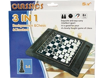 Игра настольная 3 в 1. ШАХМАТЫ, ШАШКИ, НАРДЫ МАГНИТНЫЕ (1550177)