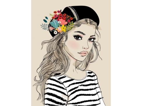 Холст с красками 30х40 см по номерам (19 цв.) Модная девушка (Х-6794)