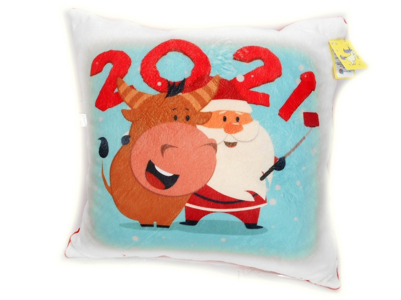 Подушка-игрушка Дед мороз с быком NGB_005