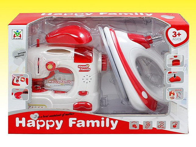 Набор "Happy Family" (швейная машинка+утюг, свет, звук) 36*23см LS8236K