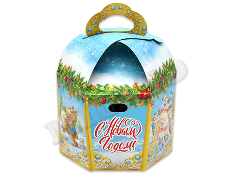 Коробка для конфет «СЧАСТЛИВЫЙ НОВЫЙ ГОД» (800 гр) фонарик КК-1573