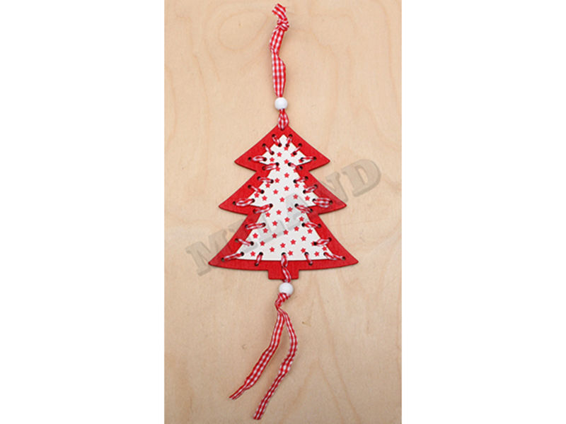 Подвеска «ЕЛКА С ЛЕНТАМИ» 11*11см из дерева НДУ-8385